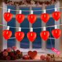 20Ft Valentine's Day String Lights Outdoor with Glitter 3D Red Heart Shaped Lights, 22 Dimmable LED Bulbs(2 Spare) Waterproof for Indoor Outdoor Wedding Anniversary Party Valentine's Day Decorations