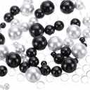 PATIKIL 150 Pieces Floating Beads, 8/14/20mm Vase Fillers Beads Vase Centerpieces Floating Pearl Bead No Hole and 8000Pcs Clear Water Gel Bead for Vase Decoration, Black/White