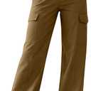 Women's High Waist Cargo Pants with Multiple Pockets Comfortable Flexible Fit Casual Wear Work Hiking (Khaki)