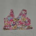 GRAPENT Bikini Tops for Women Cropped Tankini Tops Floral Printed Beach Padded Knot Twist Cut Out Bathing Suit Top Only, Color: Purple Floral, Small