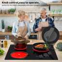 VBGK Electric Cooktop,24 inch 220V Stove Top,Touch and Knob Control,LED,9 Power Levels, Kids Lock &Timer,Overheat Protection,5000W 3 Burner Electric Cooktop