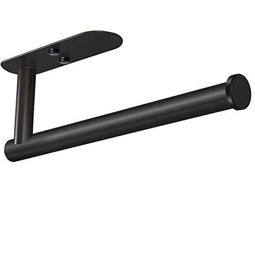 VAEHOLD Adhesive Paper Towel Holder Under Cabinet Wall Mount for Kitchen Paper Towel, Black Paper Towel Roll Holder Stick to Wall, Stainless Steel（Black）