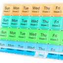 Large Monthly Pill Organizer 28 Day Case Organizerd Extra Large Compartments 4 Week Dust-Proof Pill Case Medication Reminder Portable Travel Container (Orange-Cyanblue-Green-Blue)