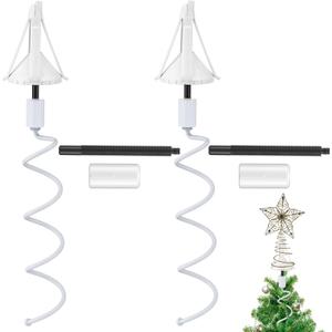 Hiboom 2 Sets Christmas Tree Topper Supporter Holder Twist on Universal Tree Topper Stabilizer with Adjustable Attachment for Seasonal Christmas Decoration Ornaments, Fits Most Basic Types(White)