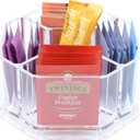 Tea Organizer - Clear Acrylic Tea Bag & Sugar Packet Holder for Pantry, Cabinet, Countertop & Coffee Station