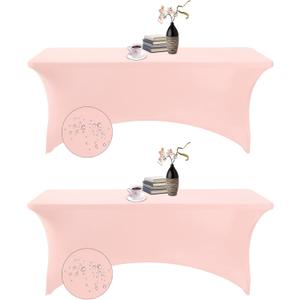2Pack Spandex Waterproof Table Covers 6ftSpandex 6ft Waterproof Table Cover for Party,Wedding, Banquet, and Events(Blush Pink) (72"x30"(Rectangular) 2PACK)