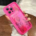 MOWIME Compatible with iPhone 13 Pro Case with Card Holder, Floral Flower Shockproof Soft TPU Protective Cover Women Girls, Anti Scratch Wallet Case for iPhone 13 Pro 6.1 Inch, Hot Pink