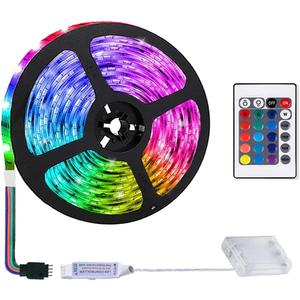 2m/6.6FT Battery Powered Led Strip Lights, LED Strip with 24 Keys Remote Control, RGB Led Rope Lights for Party and DIY Decoration (1 PACK)