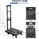 SPACEKEEPER Folding Hand Truck, 500 LB Heavy Duty Luggage Cart, Utility Dolly Platform Cart with 6 Wheels & 2 Elastic Ropes for Luggage, Travel, Moving, Shopping, Office Use, Black