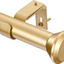 SIMEWIN Heavy Duty Gold Curtain Rods for Windows 48 to 84 Inches, Gold 1" Adjustable Curtain Rods with Diamond Finials for Bedroom, Living Room, Patio, Kitchen