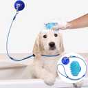 Petbobi Dog Bathing Tether with Heavy Suction Cup, Pet Grooming Tub Restraint Leash with Dog Scrubber for Bath, Adjustable Cat Fixed Safety Rope for Shower, Blowing, Trimming, Brushing Pet