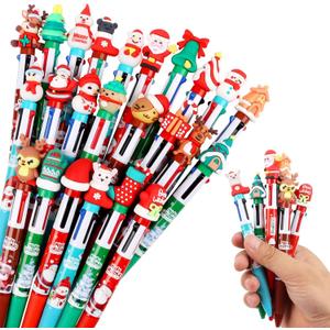 CCINEE 24pcs Christmas Multicolor Ballpoint Pens, Novelty 4-In-1 Retractable Writing Pen Bulk Holiday Pens for Adults Christmas Office Coworker Gifts School Prize
