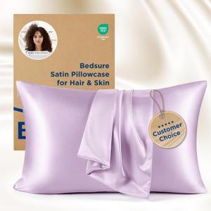 Bedsure Satin Pillowcases, Similar to Silk Pillow Cases Queen Size Set of 2, Pillow Case for Sleeping Women with Envelope Closure, Gifts for Women Men, Lavender, 20x30 Inches