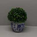 DILATATA Artificial Topiary Boxwood Ball in Blue and White Ceramic Pot, 10 Inch Artificial Boxwood in Planters Decorative Fake Greenery for Table Centerpiece Indoor Plant Home Decor - Medium