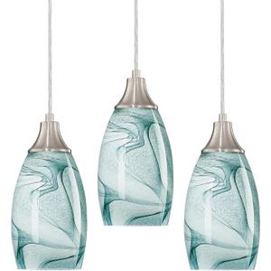 Karyfine Art Glass Mini Pendant Lights for Kithen Island Blown Glass Pendant Lighting Shade with Brushed Nickel Finish 3Pack Hanging Pendant Light Kitchen Counter,Dining/Living Room