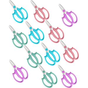 Flower Scissors - 12 Pcs Stainless Steel Flower Shears, Garden Plant Floral Shears for Fresh Flowers Stems (Blue, Green, Pink, Violet)