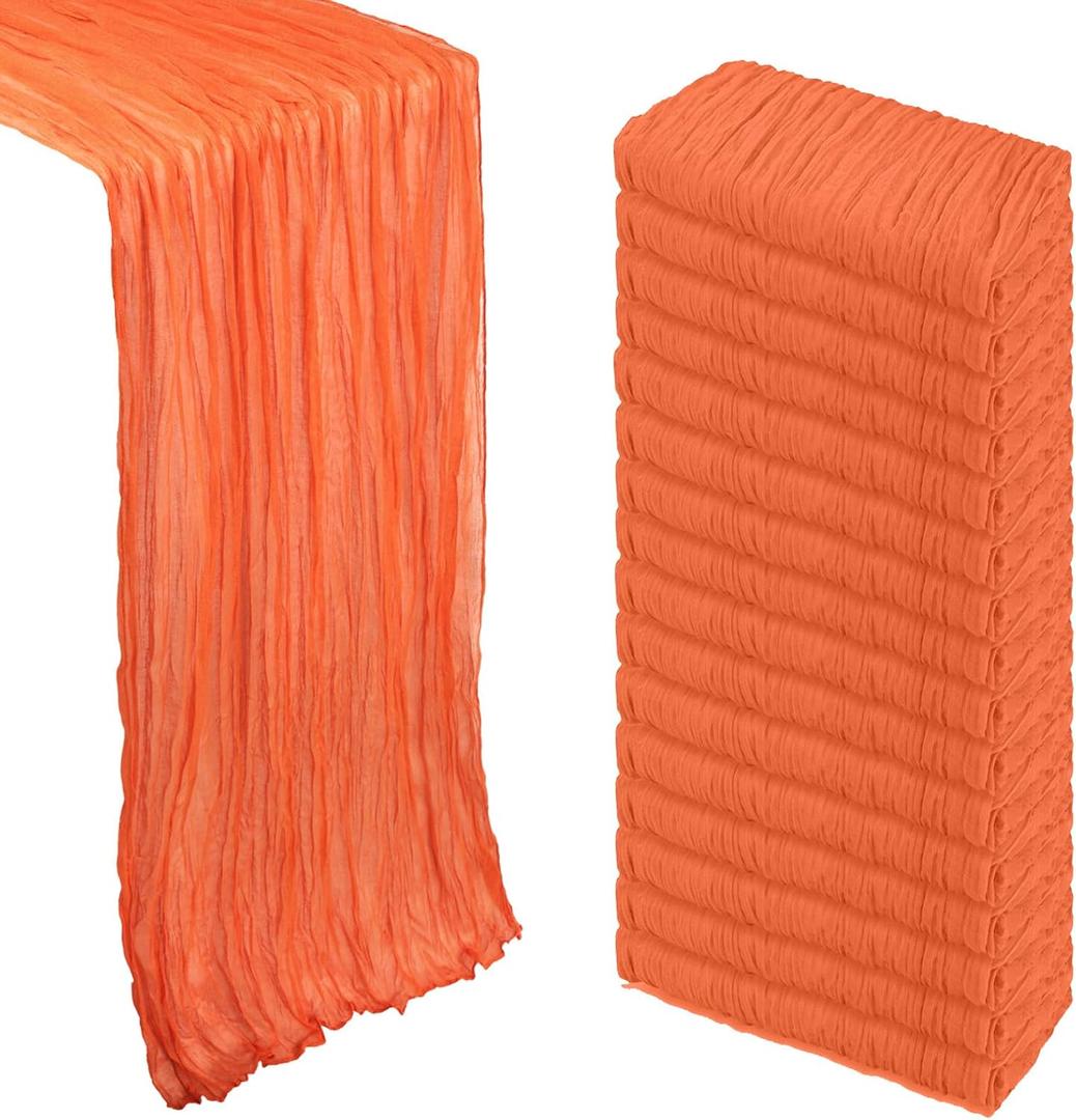 16 Pack Orange Cheesecloth Table Runner 10Ft Spring Gauze Cheese Cloth Table Runner 120 Inch Boho Sheer Rustic Fabric for Holiday Party Decor Baby Shower Wedding Decorations
