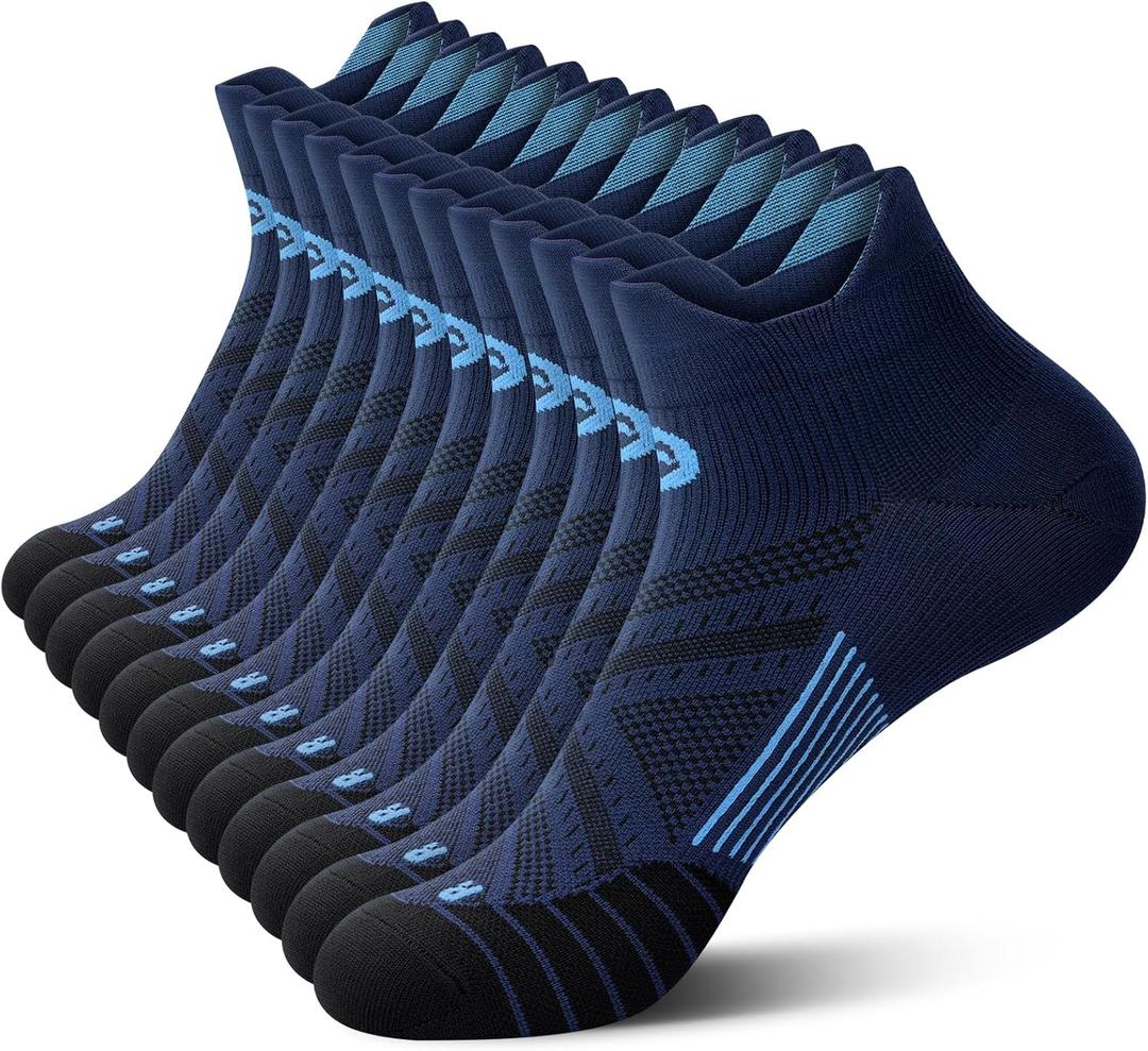 PAPLUS Compression Socks for Men & Women, 6 Pairs Ankle Running Socks with Arch Support, Ankle Support, Plantar Fasciitis, New Navy (Small-Medium)