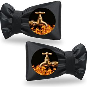 Outdoor Faucet Covers for Winter Freeze Protection,6.7" W x 8.3" H Outside Garden Faucet Socks for Winter Waterproof Reusable Hose Bibs Insulated Spigot Cover, 2 Pack Black