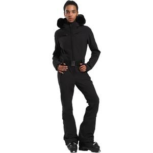 GSOU SNOW Women's Ski Suit One Piece Snowsuit Snowboard Slim Insulated Jumpsuit Jacket Waterproof Windproof for Outdoor Sports (Medium, Black)