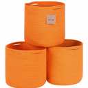 voten Storage Cubes Baskets Bins Organizer 11x11x11'' Fit 12x12''Cube Storage Organizer Bookcases Shelves,Durable Woven Cotton Storage Basket for Organizing,Round 3Pack orange