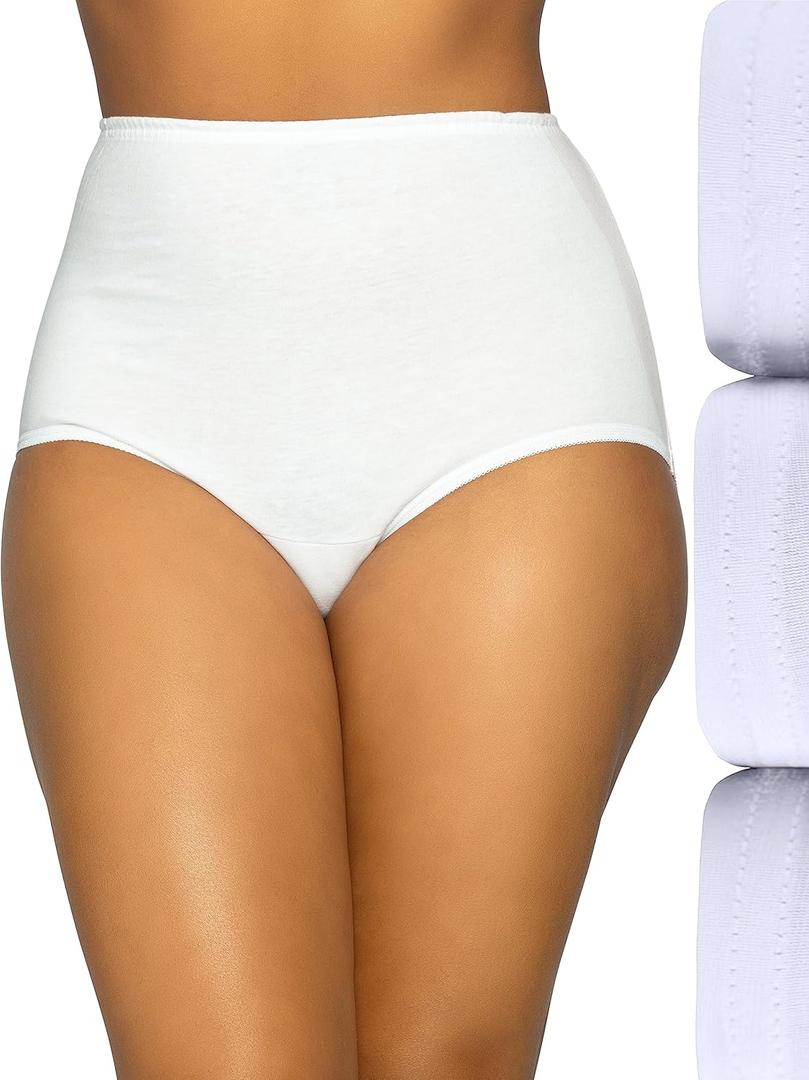 Vanity Fair Women's High Waisted Underwear, Full Coverage Ladies Panties, Perfectly Yours Briefs (White), XL