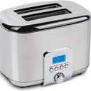 All-Clad Electrics Stainless Steel Toaster 2 -lice LED display, Removable crumb try, 6-Browing levels, Wide and self-centering slots, Waffles, Bagels, Bread, 12.91"D x 5.29"W x 8.98"H, Silver