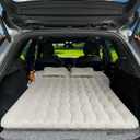 SUV Air Mattress, Inflatable Car Mattress Bottle and Phone Holder Thickened Flocking & PVC Surface Car Bed with Electric Air Pump Travel Mattress for Car Camping Road Trip (Grey)