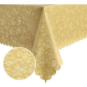 Romanstile Vinyl Tablecloth Rectangle, 100% Waterproof Outdoor Heavy Duty Table Cloth with Flannel Backing, Wipeable Washable Plastic PU Table Cover for Kitchen, Dining (Rose Gold, 52 x 70)