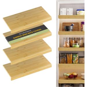 Wire Shelf Covers,34" W x 16" D,4pcs,Natural
Bamboo Wire Rack Covers for Pantry and Closet,Tool-Free,Snap-On,Durable