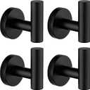 Nolimas Towel Coat Hook Matte Black, SUS304 Stainless Steel Bathroom Clothes Cabinet Closet Sponges Robe Hook Wall Mounted Round Kitchen Heavy Duty Door Hanger 4 Packs