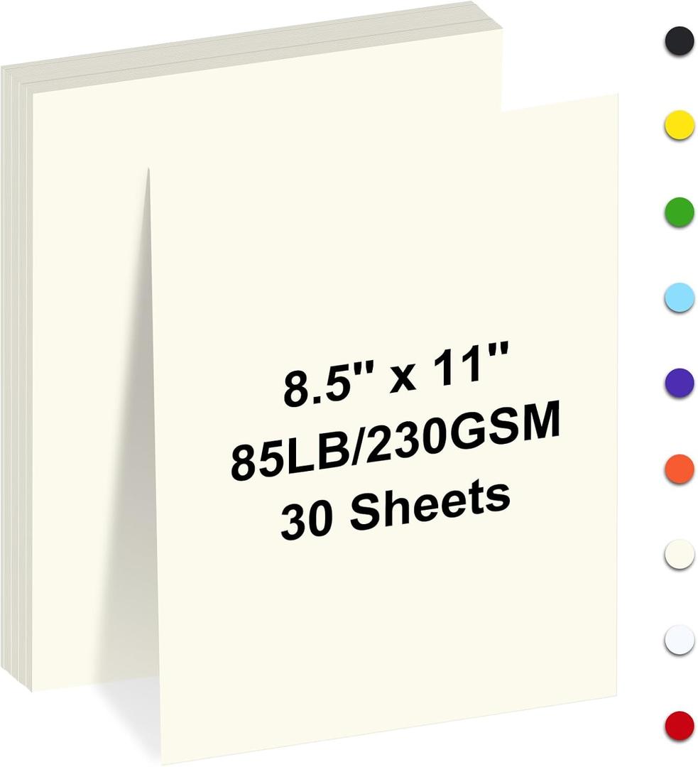 Cardstock 8.5" x 11 ",Cardstock Paper 85 lb/230 gsm,Cream Card Stock for Printer,Drawing,Gift tags,Invitations, Cards etc (Cream, 30 Sheets)