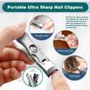 3 x German Nail Clippers for Men with Catcher, Portable Ultra Sharp Nail Clippers for Men Women Seniors Stainless Steel Toenail Clipper with Nail File, Edgy Nail Clipper for Thick Nails