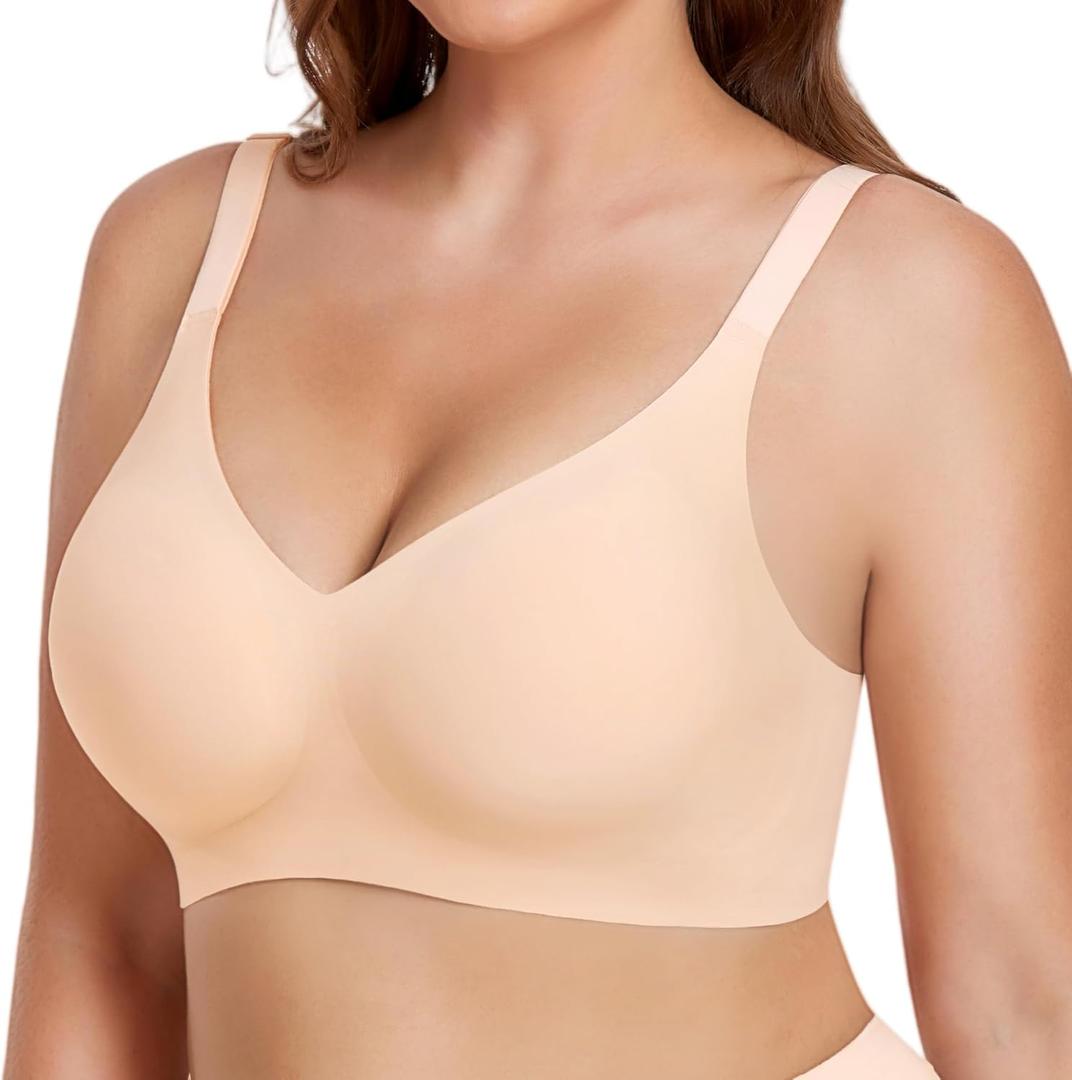 Gailife Smooth Wireless Bras for Women No Underwire Comfort Seamless Supportive Bra Raceback Push Up Bralettes Full Coverage (Large, Nude)
