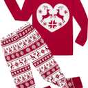 Demifill Boys And Girls Halloween Pajamas Sets Christmas Pjs Holiday Sleepwear Children Clothes (24 Months, Red/Love Reindeer)