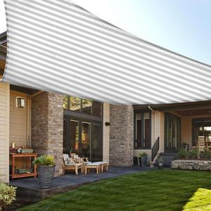 LOVE STORY 12' x 16' Rectangle Grey-White Sun Shade Sail Canopy UV Block for Outdoor Patio Garden Backyard