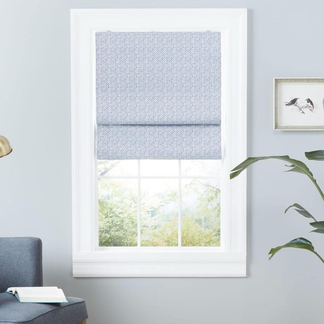 Exclusive Home Esme Total Blackout Roman Shade, 34"x64", Slate Blue (31"W x 75"H)