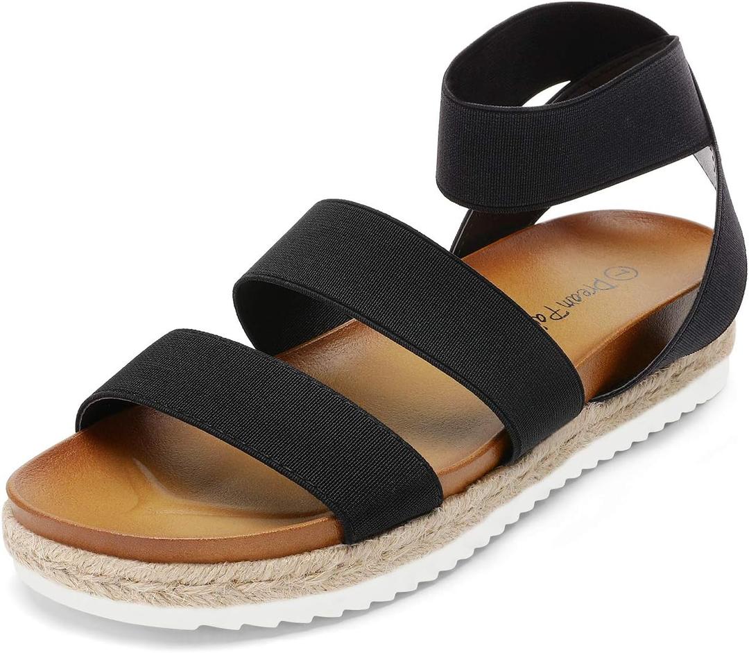 DREAM PAIRS Womens Open Toe Ankle Strap Espadrille Flatform Platform Wedge Sandals (6.5, Black) DREAM PAIRS Womens Open Toe Ankle Strap Espadrille Flatform Platform Wedge Sandals (6.5, Black)