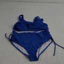 Fanuerg Women's Twist Front High Waisted Bikini Swimsuit Drawstring Tie Side Bottom Two Piece Bathing Suit (X-Large, Blue)