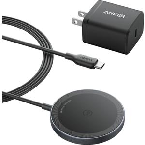 Anker MagSafe Charger Pad, MagGo iPhone 16 Wireless Charging Pad, Qi2 Certified 15W Wireless Charger, Compatible with iPhone 16/16 Plus/16 Pro/16 Pro Max/15/14/13/12 Series (Black, with Adapter)
