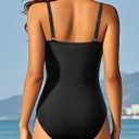 Aqua Eve One Piece Bathing Suit for Women Tummy Control Swimsuit Slimming Vintage Swimwear (Black, M)