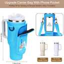 Initial Water Bottle Holder with Strap for Stanley Cup Accessories 40 oz Tumbler/Simple Modern Tumbler Bag, Water Bottle Carrier Bag with Strap for Men Women Gift Hiking, Travel, Camping, Walking Gym (Blue)