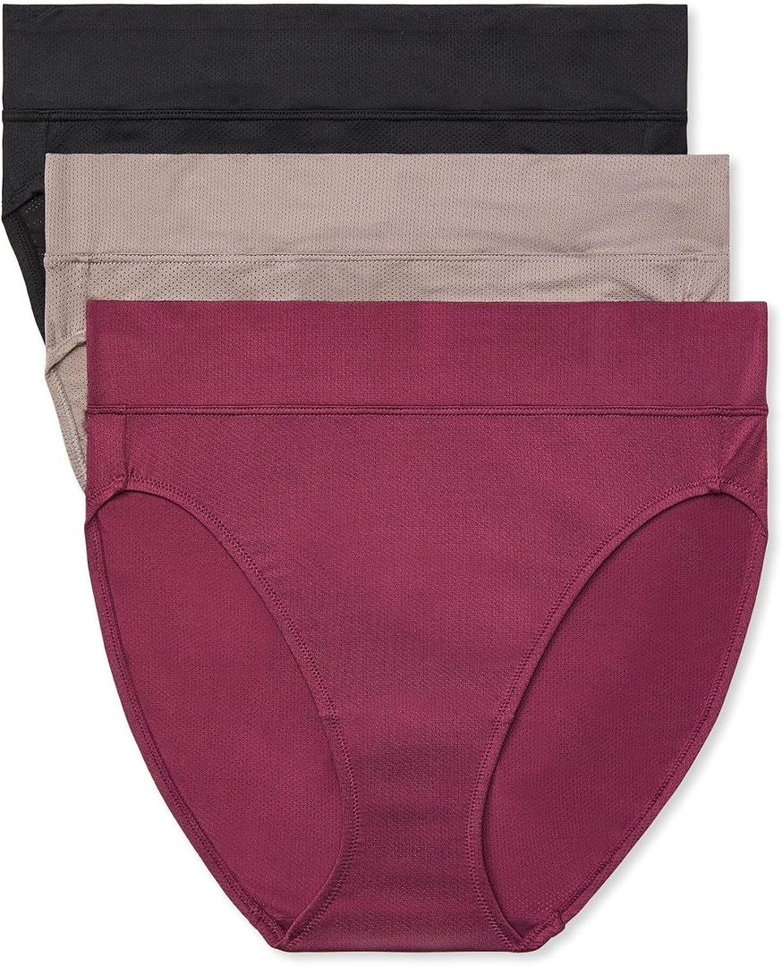 Warner's Women's Warners® Blissful Benefits Women's Dig-free Breathable Microfiber 3-pack Hi-cut Rt4963w (XL)