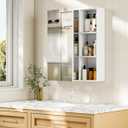 CHOEZON Bathroom Wall Cabinet with Mirror, Bathroom Vanity Mirror Cabinet, Mirrored Medicine Cabinet for Bathroom, Storage Cabinet with Mirror, Wall Cabinet, for Bathroom, Bedroom, Entryway, White