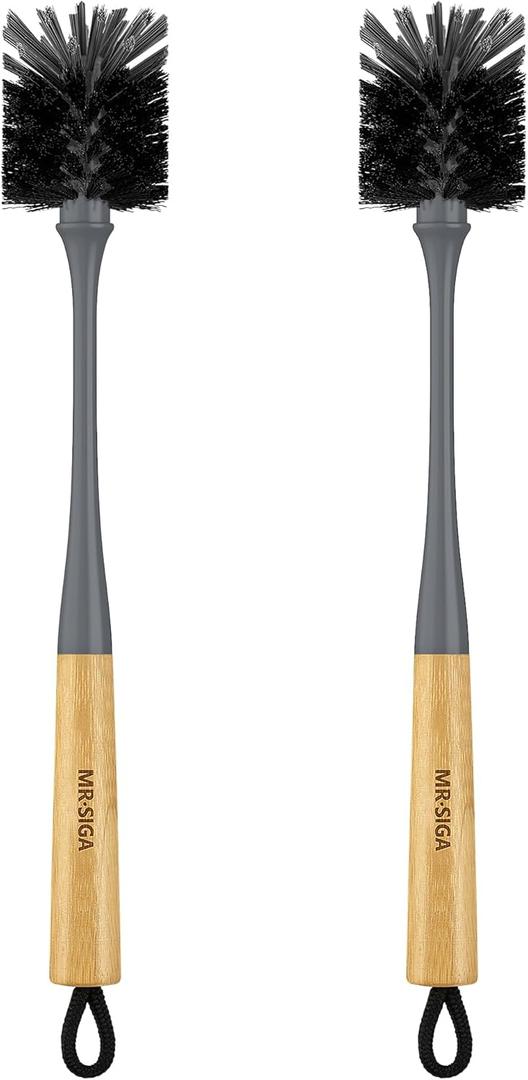 MR.SIGA Water Bottle Brush, Long Handle Bottle Brush for Water Glasses, Baby Bottles, Sports Bottles Cleaning, Gray, 2 Pack