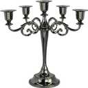 Metal Candelabra 5-Candle 10.1 Inch Tall Candle Holder Stick for Home Wedding Event and Party Festival,Black (Black-regular Style)