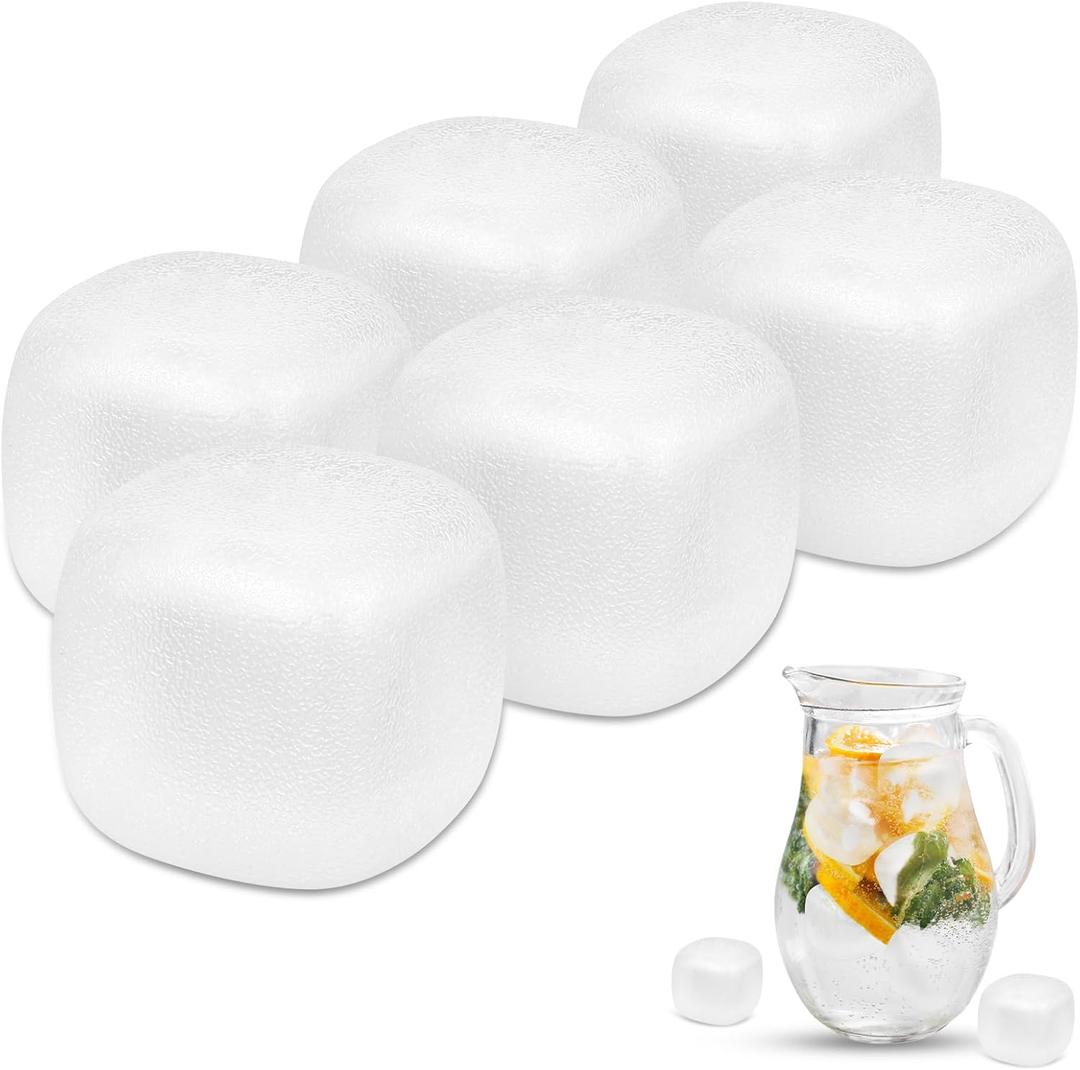 Extra Large Reusable Ice Cubes for Drinks(2 Sq.) - 6 Pack BPA-Free Plastic Ice Cube for Coolers- Chills Drinks Without Diluting Suitable for Large Containers, Water Pitchers