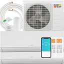  18K BTU Dual 2 Zone Mini Split AC/Heating System, 22 SEER2 12,000 + 12,000 BTU Wall Mount Ductless Inverter Air Conditioner, Pre-Charged, Compatible with Alexa(Greenforce Series) (2 Zone 12000 BTU+12000 BTU)
