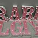 8 Pcs Baby Shower Decorations for Girl Pink LED Letters, 8.7 Inch