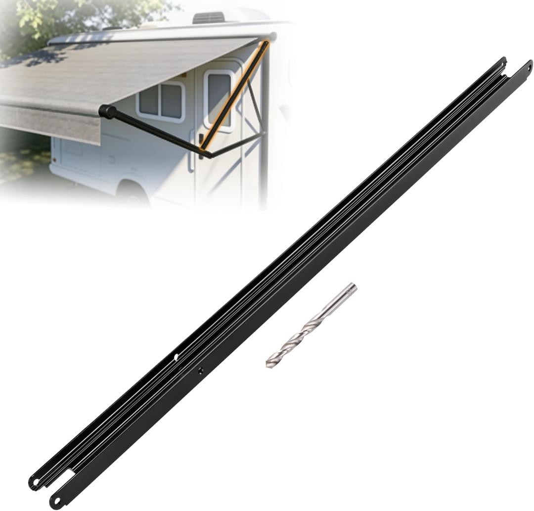 404523 RV Awning Inner Drive Arm 49" Compatible with Solera Regal 63" Awning Arm Assemblies, Black Aluminum Rail, Anti-Rust Powder-Coated